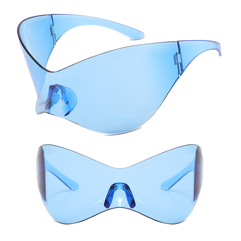 DL Glasses Oversized Punk Futuristic Sunglasses Silver Y2K