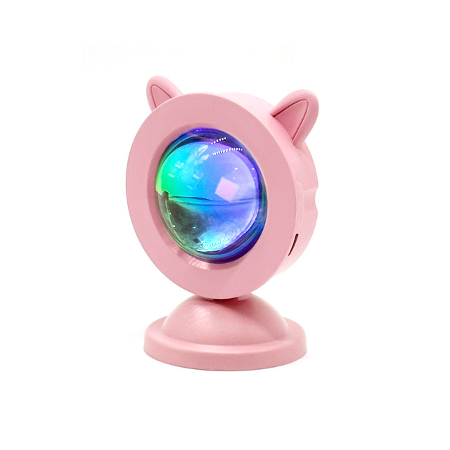Modern Mini Pink Rabbit Table Night Light Sunset Projection LED Rainbow Halos ABS Material Plug-In Power Supply Single Color