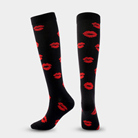 Chaussettes de compression élastiques pour le sport (Europe & États-Unis) – Respirantes, anti-frottement, en nylon tricoté, motifs imprimés mignons, vente directe usine ODM