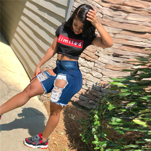 S-3XL 2021 Nuovi Shorts in <span class=keywords><strong>Jeans</strong></span> alla Moda per Donne, <span class=keywords><strong>Strappati</strong></span> ed Elasticizzati, Pantaloni in Denim Taglie Forti - Product Image 4