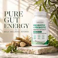 Capsules prébiotiques et probiotiques OEM/ODM, FOS, inuline, fibres d'acacia, 5 milliards d'UFC pour adultes, soutien digestif, intestinal et immunitaire