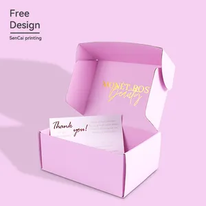 Customized print logo pink silver foil gift packaging corrugated shipping mailer paper box shipping box pink