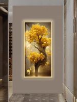 Tableau Mural LED en Gros, Peinture 3D Décoration Lumineuse Maison, Arbre Doré, Peinture sur Porcelaine Cristal
