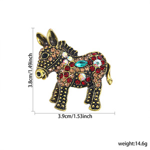 Broche de caballo Retro Crystal Rhinestone Broche Pin Oro antiguo y plata antigua - Product Image 6