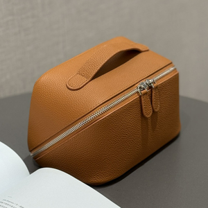 Bolsas de Maquillaje Personalizadas de Cuero Genuino, Bolsas de Cosméticos de Piel Vacuna Sencillas y Modernas para Mujer, Bolsas de Aseo, Bolsas de Almacenamiento - Product Image 1