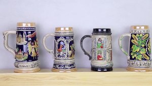 Jarra de cerveza con tapa de Petwer hecha a mano Bierkrug Tiki taza de cerveza regalos Premium recuerdos pintados Schloss <span class=keywords><strong>Neuschwanstein</strong></span> Tankard logo - Product Image 3