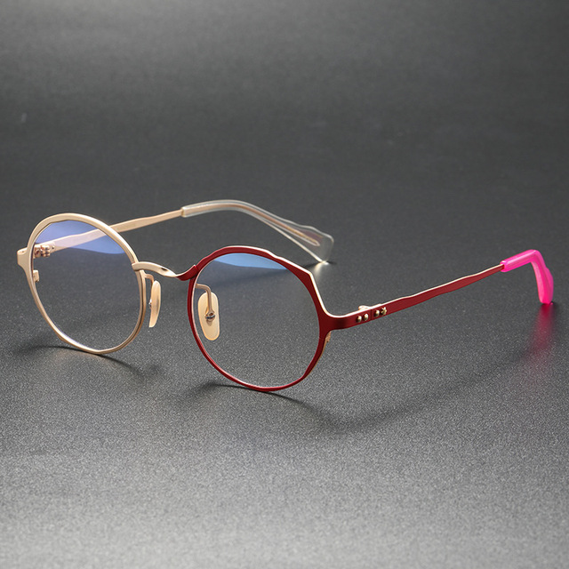 New Pure Titanium Optical Glasses Frame Dual Color Fashionable Irregular Design Retro Optical Glasses