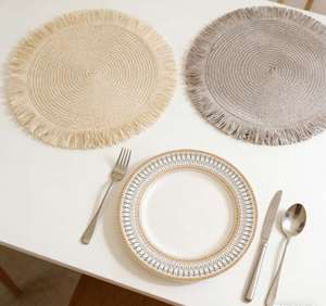 Bohemian Woven Paper Fringe <b>Placemat</b> for Kitchen Dining Table Wedding Party Home Decoration Heat Resistant <b>Round</b> Mat - Product Image 2