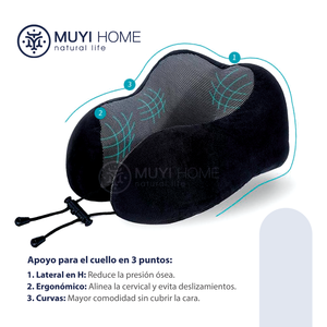 Kit cuscino da viaggio in Memory Foam morbido cuscino per il collo in seta e cotone con borsa per il trasporto per viaggi confortevoli - Product Image 5