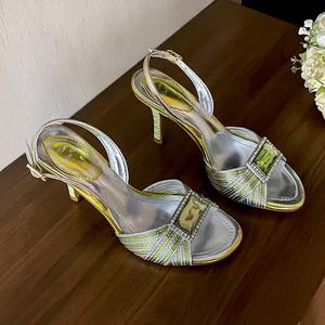 Nouvelles sandales d'extérieur vintage à bout ouvert et talons très hauts pour femme, modèle 2026, avec blocs de couleur, idéales pour l'été - Product Image 2