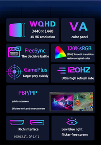 Không Khung 34 Inch 2.5K Độ Phân Giải 120Hz 144Hz 165Hz Freesync Màn Hình Máy Tính PC LED Màn Hình Cong Chơi Game Màn Hình - Product Image 6