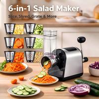 Pengolah Makanan Ringan 150W untuk Dapur Rumah 6 in 1 Parutan Keju Pembuat Salad Elektrik Penggiling Daging Stainless Steel