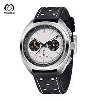 Montre pour homme en cuir avec bracelet en acier inoxydable, boucle luminescente, saphir, étanche, sportive, chronographe à quartz, vintage