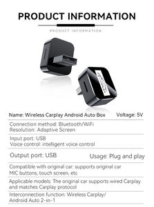 Portable Customization Available 2 in 1 Wireless Carplay Android Auto Box for Car Mini CarPlay Dongle - Product Image 3