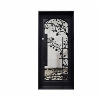 Porte d'entrée commerciale moderne en fer forgé fait main 36 * 80 * Design antivol pour villa Designs de portes en fer forgé
