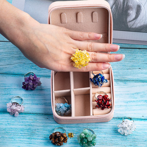 Nhẫn Vụn Sỏi Đá Tự Nhiên Nhẫn Đeo Tay Điều Chỉnh Được Đá Quý Pha Lê Chữa Lành Quà Tặng Trang Sức Nữ Thời Trang Làm Bằng Tay Cho Bé Gái - Product Image 4