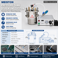 Système de distribution industriel pour réservoir sous pression, en acier inoxydable, avec valve à aiguille pneumatique, moteur à roulement et commande manuelle pour époxy