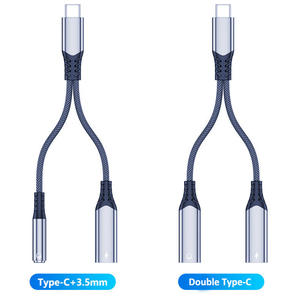 USB-C pria ke Aux + USB-C, kabel adaptor OTG wanita, konverter Data Transfer <span class=keywords><strong>3</strong></span>.5mm + kabel adaptor C 2-in-1 - Product Image 6