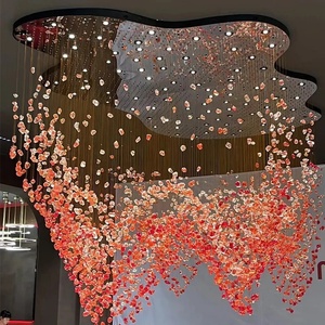 Lámpara Colgante de Cristal de Piedra Roja Grande de Lujo Personalizable para Comedor, Vestíbulo de Hotel, Salón de Banquetes, Araña Gigante de Cristal - Product Image 3