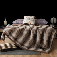 Couverture de luxe en fourrure véritable chocolat, vente en gros