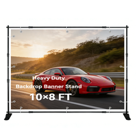 Stand Banner Backdrop 8x10 Kaki yang Dapat Disesuaikan, Stand Poster, Stand Display Latar Belakang Step and Repeat untuk Periklanan