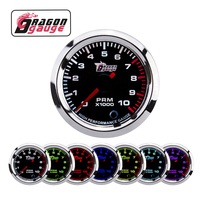 DRAGON GAUGE cermin akrilik 2 inci, meteran penunjuk modifikasi mobil 2 inci 52mm 7 warna, takometer Digital otomatis 0-10000 RPM 12V (5040)