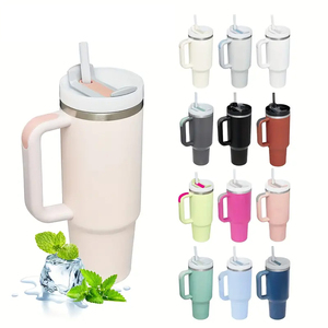 Nouveau <span class=keywords><strong>verre</strong></span> en acier inoxydable isolé 40Oz tasse <span class=keywords><strong>gobelet</strong></span> avec couvercle anti-déversement avec poignée avec <span class=keywords><strong>paille</strong></span> - Product Image 2
