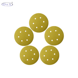 Disco Abrasivo Dorado de 6 Pulgadas con Velcro DNX, Grano P40-1000, con 6 Orificios, Óxido de Aluminio, Personalizado OEM, Gran Venta - Product Image 1