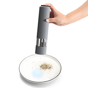 Molinillo de pimienta eléctrico con batería, botón pulsador, hoja de acero inoxidable, carcasa de plástico, utensilio de cocina para uso doméstico y exterior - Product Image 4