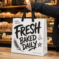Sacs en papier kraft classiques avec poignées, vente en gros, impression personnalisée, sacs d'emballage alimentaire pour boulangerie, charcuterie, épicerie, vente au détail