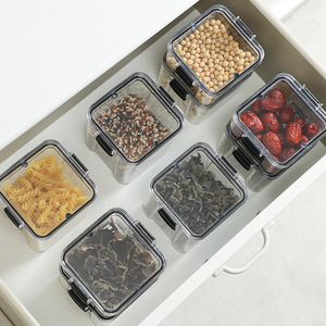 Food Storage <b>Container</b> Rectangle Clip-On <b>Lid</b> Transparent <b>Plastic</b> Airtight For Grains Cereals Snacks Dried Goods Kitchen Use - Product Image 3