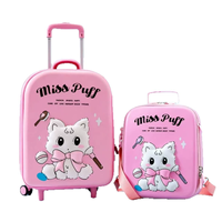 Valise à roulettes mini pour enfants, valise rigide à motif de dessin animé avec sac à lunch, valise de voyage portable pour tout-petits, voyage en plein air