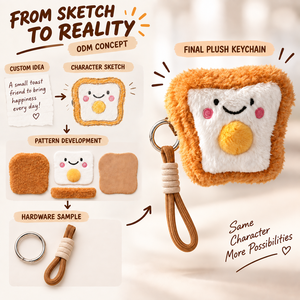Llavero de peluche personalizado con forma de comida: Huevo frito y tostada, suave y relleno, colgante para bolso, OEM ODM, juguete de peluche <span class=keywords><strong>Kawaii</strong></span>, venta al por mayor para marcas y compradores de regalos - Product Image 5