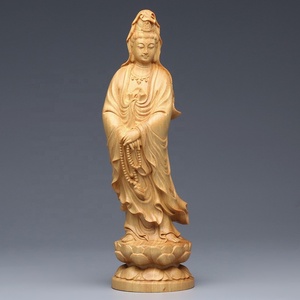 Figuras Espirituales de Kuan Yin de Primera Calidad, Exquisita Estatua de Buda Guanyin Tallada a Mano en Madera de Boj China, Decoración para el Hogar - Product Image 6