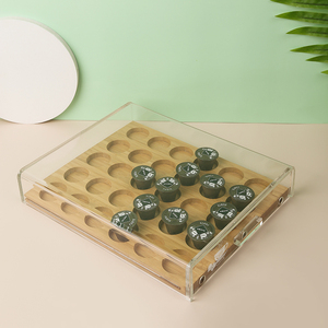 Cajones de bambú para almacenamiento, soporte <span class=keywords><strong>dispensador</strong></span> Compatible con <span class=keywords><strong>Dolce</strong></span> <span class=keywords><strong>Gusto</strong></span>, organizador artesanal con cubierta acrílica, 30 Uds. - Product Image 4