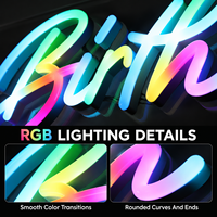 Tanda Neon Kustom Nama Pribadi Lampu Neon LED Akrilik Papan Tanda Bisnis Kecerahan Dapat Disesuaikan Modern Besar
