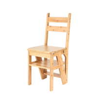 Combinaison d'échelle et de chaise pliantes à marches, tabouret de sécurité en bois massif naturel, chaises d'échelle, chaises d'escabeau portables