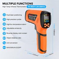 Termómetro Infrarrojo, Pistola de Temperatura de Plástico -40~3632, Alta Temperatura, Sin Contacto, Pirómetro 50:1, Láser Dual, Alta Precisión, Lectura Rápida