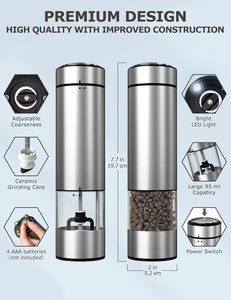 NEW Easy to Use Stainless Steel <b>Salt</b> & <b>Pepper</b> Electric <b>Pepper</b> <b>Grinder</b> Mills for Gift - Product Image 2