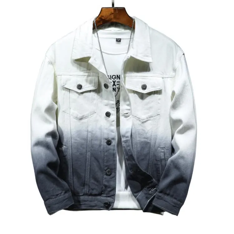 Korean Style Men Jeans Jacket Autumn Slim Long-sleeved Denim Jacket Solid Color Young Boy Streetwear Coats