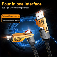 Vente en gros Offre Spéciale câble de données à affichage numérique 4in1 de haute qualité avec lanière câble USB 100w PD Charge rapide 5A transfert de données