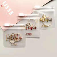 Pochettes Ziplock en PVC avec logo personnalisé en feuille d'or, mini-sacs en plastique transparents à fermeture éclair pour emballage de bijoux, cosmétiques et strass