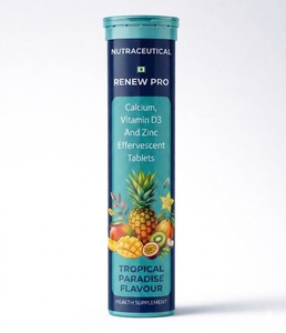 Tabletas Efervescentes de Calcio, Vitamina D3 y Zinc con Sabor a Piña, Suplemento para la Salud Ósea e Inmunidad, Paquete de 20 Tabletas - Product Image 1