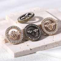 Grosir Kancing Jahit Logam Model Kupu-kupu Lebah Berlubang 18mm 23mm untuk Wanita, Hias Kristal Rhinestone dan Berlian Imitasi, Dapat Disesuaikan