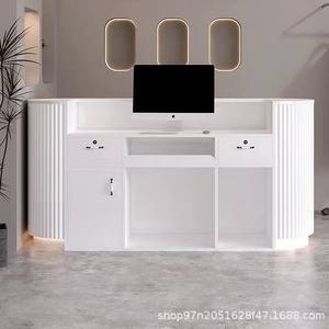 Comptoirs de réception en bois modernes personnalisés pour petit salon de beauté boutique de vêtements pour bébés maternels <span class=keywords><strong>clinique</strong></span> réception d'hôtel caissier - Product Image 4