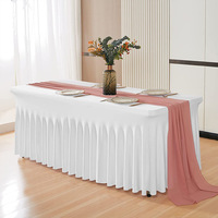 Nouveau Design Rectangulaire Spandex 4ft Carré Nappe Jupe Banquet Lavable Élastique À Manger Fête De Mariage Réunion Table Couverture