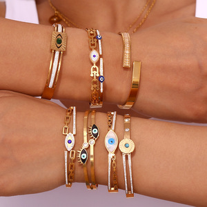 Fiend sguardo bracciale 18K placcato oro in acciaio inox Charm bracciale regolabile chiusura a molla gioielli protettivi alla moda per le <span class=keywords><strong>donne</strong></span> - Product Image 4