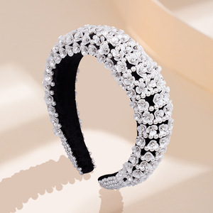 Diadema con Cuentas Hua Liyu, Perlas Blancas y Diamantes de Imitación, Terciopelo, Accesorio de Moda para Mujer, Estilo Fresco y Dulce - Product Image 1