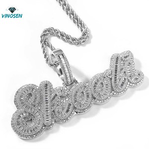 Colgante de Moissanita <span class=keywords><strong>con</strong></span> <span class=keywords><strong>Letras</strong></span> Empalmadas Personalizadas, Plata de Ley 925, Chapado en Oro, <span class=keywords><strong>Letras</strong></span> del Alfabeto, Placa <span class=keywords><strong>con</strong></span> Nombre, Amuleto, Regalo para Artistas de Hip Hop y Fans - Product Image 6