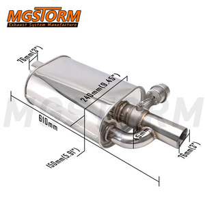 Kit de silencieux Valvetronic pour voiture avec pompe à vide, corps rectangulaire 9,5x6 pouces, entrée 3 pouces, sortie à deux tubes 1,77+3 pouces avec interrupteur de valve - Product Image 3